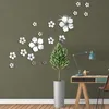 Wall Stickers Acrylic 3D Flower Mirror Home DIY TV Background Bedroom Bathroom Office Decoration Art Mural Decor