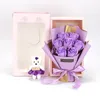 7st Artificial Mariage Soap Roses Flower Bouquet With Doll Bear Birthday Christmas Wedding Valentines Day Gift Home Decor3515932