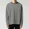 VERSMA Koreański Uzzzang Harajuku GD Black White Striped T-shirt Mężczyźni Kobiety Unisex Luźne Oversized Bardzo Długi Rękaw Para T Shirt H1223