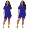 Dames Two Piece Biker Shorts Sets T-shirts Top Biker Shorts Jogger 2 Stuk Set Casual Active Tracksuit Outfit X0428