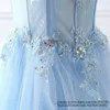 Sweety Princess Sequins Light Blue A-Line Formal Evening Dresses 2021 Lace Up Sweetheart Appliques Crystal Tulle Cocktail Prom Party Gowns E29