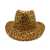 Vache imprimé léopard fedora motif cowboy chapeau femme été 2021 hip-hop rétro crème solaire western bouclés vache