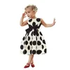 Tjejklänningar Toddler Baby Girls Dress Ärmlös Vintage Polka Dot Print Princess Kläder Elegant Swing Party Pageant