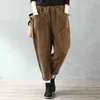 Autumn New Arts Style Women Elastic Waist Loose Pants All-matched Casual Corduroy Vintage Harem Pants Plus Size Trousers D503 Q0801