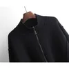 韓国の偽の2つの部分ニットジャケットパッチワーク長袖ジッパーセーターコート秋の因果関係ニット210522
