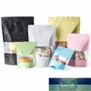50pcs/Lot Aluminum Foil Zip Lock Window Bags Maple Leaves Resealable Snack Coffee Nuts Tea Spice Logo Printing Pouches Factory price expert design Quality Latest