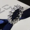 Eternity Promise Ring 925 sterling zilveren Hart 4mm 5A Cz steen Engagement Wedding band ringen voor vrouwen mannen Partij Jewelry315a