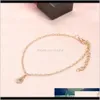 Ankletter 1st mode Simple Water Drop Crystal Armband för kvinnor Trendiga anklet Sandle Bare Foot Female Beach Charm smycken 1Zopp Wlhez