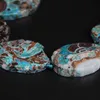!!! 9-10pcs / Strand Raw Blue Stone Agates Slader Pipget Flow Beads, Natural Ocean Jades Gems Cortar Colgantes Joyería Making