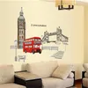 London Double-decker Bus Wall Stickers Removable Sticker Creative Art Mural Home Decor Decoration Large adesivo de parede 210420