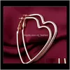 Hie Jewelryheart Love Sier Gold Hoop Earings 반지 Pierced Eor Cuffs Fashion Jewelry Women Earrings PS1583 Drop Delivery 2021 N7dlo