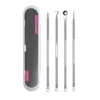 4 stks Blackhead Remover Tool Kit Professionele Dual Heads Cleaning Set Rvs Pimple Acne Extractor Skin Care Beauty Facial Porle Cleaner