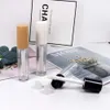 8ml vazio clara labial brilho tubos esmalte escova varinha maquiagem recipiente diy recipiente batom cosmético loils blam frascos transparentes com rolhas de borracha