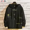 Sfabl Moda Mens Hip Hop Hoodie Sweetshirt Big Bolso Hoodie Streetwear Masculino Casual Preto Branco Hooded Pullover Homens 210818