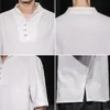 Męskie Koszulki 2022 Mężczyźni Chiński Styl Lato Krótki Rękaw Odzież męska Starożytna Koszulka Lniana Męska Odzież Cienka Koszula Downing