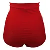 Women Vintage Bottom Shorts Ladies Solid Pleated Ruched Brazilian Bathing for Female 210714