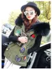 Gilet di pelliccia invernale con cappuccio in stile britannico stile dell'esercito verde reale color raccoon Collar Donne Gilets Brand Vendita 210915