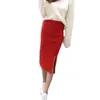 Jesień Zima Bodycon Spódnica Kobiety Stretchable Split Spódnica Mid Calf Slim Ołówek Spódnice Dla Kobiet Kobiet Dzianiny Spódnica G220309