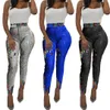 Paillettes Slim Leggings Bodycon Moda donna Clubwear Pantaloni Sexy Shine Pantaloni artificiali traspiranti Abbigliamento donna 210416