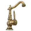 Robinets d'évier de salle de bains en laiton Antique, robinet de cuisine rotatif à 360 degrés, une poignée monotrou et mélangeur d'eau froide Taps2826