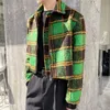 Giacche da uomo SYUHGFA 2022 Autunno Inverno Plaid di Lana Giacca Corta Moda Vintage Risvolto Cappotto con Zip Manica Lunga Colorblock Abbigliamento