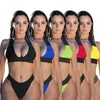 S-XL Sommer Damen Bikinis Bademode Strand Badeanzüge schwarz Badeanzüge Mädchen Strände tragen Tank Top + Bottom zweiteiliges Set blauer Badeanzug 4757