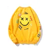 Kenye West Fashion Mens Hoodies European en American Tide Sweater Smiley Face Foam Printing Men Women Parping Plus Velvet Sweatshirts