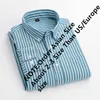 100% bawełna Oxford Casual Casual Koszula męska z długim rękawem Moda Solid Formalne Business Button-Down Plaid Office Wear Chemise Homme 210609