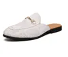 Slip på halva sandaler för män Mikrofiber läder Casual Andas Mens Slip-Ons Mocassin Homme Moccasins Big Plus Size Shoes