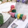 Fashion Candy Color Pompoms Tassel Keychain Fur Ball Key Chain Pompom Fluffy Bag Accessories Keyring