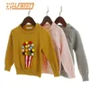 Winter Autumn Baby Girls Kid Knitwear Popcorn Sweaters for Girl Knitted Sweater Pullover Clothes Yellow Gray Pink 210417