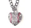 collectable Charm Rhinestone Baseball Necklace Softball Pendant Love Heart Sweater Jewelry Party Favor Gifts