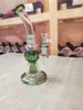 8.7 inch glazen waterpijp waterpijp groen recycler perc percollators rokende beker bong bubbler 14mm mannelijke kom dab rig