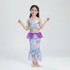 Girls Two Piece Mermaid Swimsuit Fashion Ruffles Designer Suspender Bikini Set 2-10T Kids Princess Swimwear 3 Color