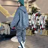 Dames tweedelige broek mode set vrouwelijke 2021 herfst winter Koreaanse versie plus fluwelen dikke kleur matching luipaard losse casual drie-taart