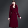 Women's Wool & Blends Women Plus Size Woolen Coat 2022 Autumn Winter Slim Medium Long Warm Outwear Korean Ladies Elegant Faux Fur Collar Jac