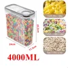 1 шт. 4L Зерновые контейнеры для хранения Детский набор Диспенсер Грудит BPA-бесплатная кладовая организация Canister для сахарной муки еда может 211102
