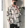 Privathinker Plaid Shirts Oversized Z Długim Rękawem Koszula Mężczyźni Kobiety Casual Flanel Burna Harajuku Mężczyzna Strip 210626