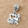 100Pcs Antiqued Silver Alloy Cheerleader Heart I Love to Cheer Charm Pendants For Jewelry Making Bracelet Necklace DIY Accessories