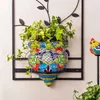 Garden Decorations Resin Flower Pot Handmade Statue Flat-Backed Wall Planter Crafts Decor For Home Gardening Ornaments HVR88