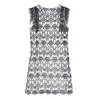 Kanske du svart vit scalloped mesh patchwork spets ihålig ut klänning o nacke ärmlös tank elegant mini klänning sommar d1543 210529