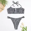 Bikini a fascia con ritaglio Costume da bagno donna Stampa Costumi da bagno Fasciatura femminile Costume da bagno con scollo all'americana Nuoto brasiliano 210520