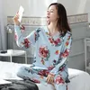 Плюс размер 4XL Pajamas Наборы для женщин Пижама с длинным рукавом хлопчатобумажные пижамы женские зимние весной пижамы домашняя одежда домашняя одежда 210809