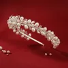 Forsevnトレンディの手作りクリスタル模造真珠のヘアバンドの女性シルバーカラーヘッドバンド花嫁の​​結婚式の頭部の髪ジュエリーJL