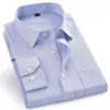 고품질 남성 드레스 캐주얼 격자 무늬 스트라이프 긴 소매 셔츠 남성 일반 피트 블루 퍼플 4XL 5XL 6XL 7XL 8XL 플러스 사이즈 셔츠 210705