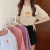 Basic Chic Printed Fruits Loose Tops Summer Short-Sleeved Pullovers Basewear Casual Tee Retro Gentle T-shirts 210525