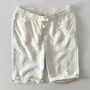 Pure Linen Shorts Men Summer Fashion Solid White Loose Holiday Man Casual Y2892 210806