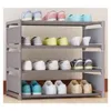 Clothing Storage & Wardrobe 45# Multi Layer Shoe Rack Nonwovens Steel Pipe Cabinet Shelf Holder Home Bedroom Organizer Space Saving