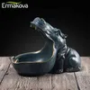 Ermakova Resina Hipopótamo Estátua Hippopotamus Escultura Estatueta Chave Doces Recipiente Decoração Tabela Casa Acessórios 210727