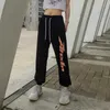 Yedinas Korean Sweatpants Women Casual Loose High Waist Pants Streetwear Harem Woman Black Wide Trousers For Girl 210527
